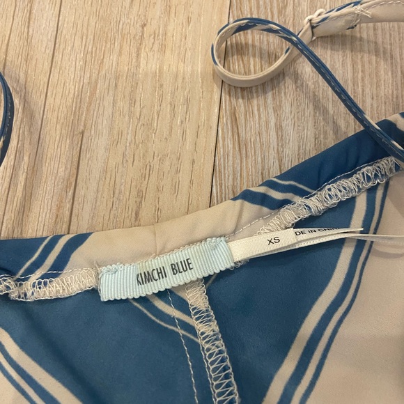Kimchi Blue Spaghetti Strap Blue and White Striped Dress - Picture 2 of 4